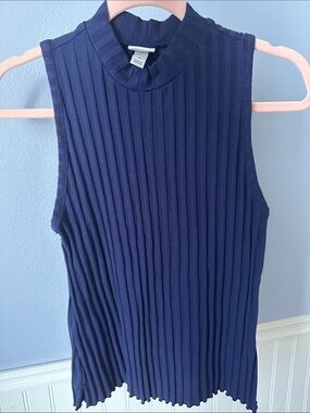 a new day Navy Ribbed Sleeveless Mock Neck Top